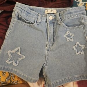 Kids Blue Denim Star Shorts